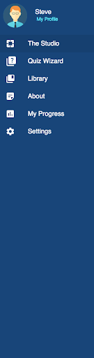 Author Studio navigation sidebar